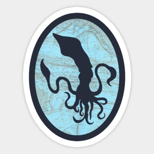 Squid cut from 1856 Atlantic Ocean Map Sticker